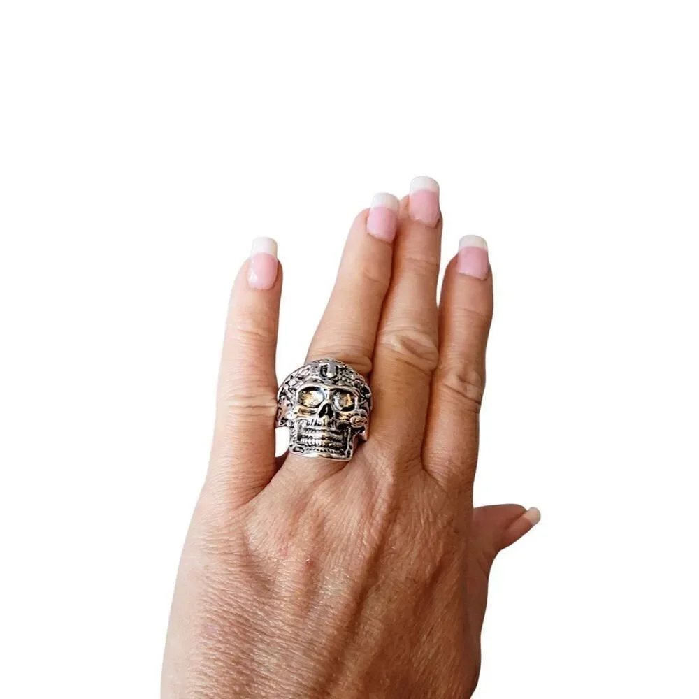 Sugar Skull Silverstone Skull & Crosses Ring